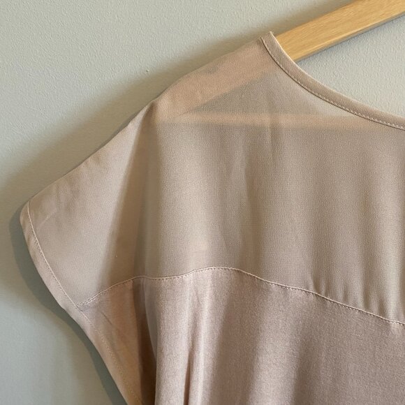 NWT Calvin Klein Pink T-shirt Blouse with Silver Hardware Grommets Sheer Panel - Picture 8 of 11
